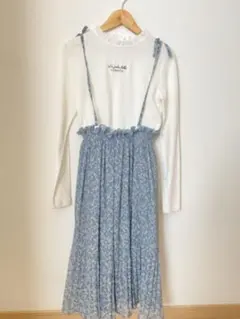 ☆ポンポネット　長袖シャツ&小花柄ワンピセット☆