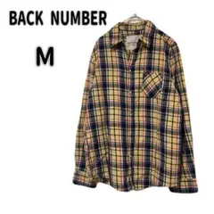 【バックナンバー】黄色/紺 チェック柄 長袖シャツ M メンズ n4323