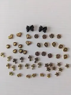 ネイルアート用金属パーツセット リボン ハート 十字架 52個セット