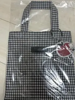 【正規品】familiar ファミリア ギンガムチェック 黒 トートバッグ 小