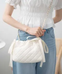 【WEGO】サイドリボンキルティングバッグ ショルダーバッグ