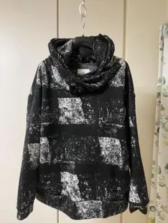 【定価約2万】Lui's/ブラック/ホワイトパターン フード付きパーカー