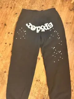 Sp5der スパイダー スウェットパンツ 星柄 ロゴ ブラック Lサイズ