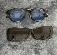 サングラス2個セット ブラック/ブルー 収納ケース付き