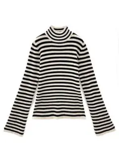 GRL ボーダー柄フレアスリーブリブニットトップス [k9086b] Lサイズ