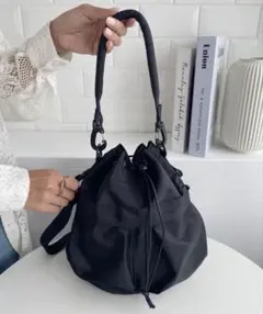 【MYMOOD. 】2WAY ミリタリー巾着ショルダーバッグ　ブラック