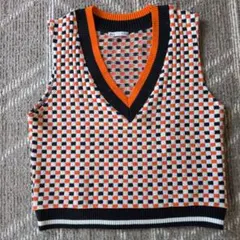 ZARA チェック柄 ニットベスト M