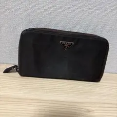 PRADA ブラック ラウンド長財布 ナイロン製 ファスナー難あり品!!