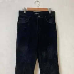ブラック 黒 スエード ストレートパンツ Sサイズ メンズ 秋冬 ポケット付き