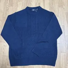 AZUL ネイビー ケーブル編み ニット Ｌ