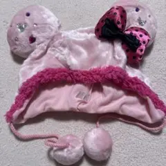 ディズニー　ファンキャップ　ミニー　ピンク　ドットリボン　水玉