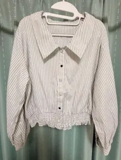 レディース ストライプシャツ 多ボタンデザイン 春夏秋のサムネイル