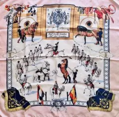 エルメス　HERMES スカーフ　カレ90 馬術デザイン スカーフ ピンク