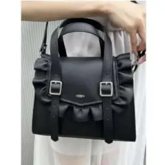EATME イートミー フリルフラップバッグ ブラック ベルトのサムネイル