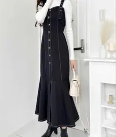 マーメイドラインが目を引く着映え度満点配色ステッチコルセットマーメイドワンピース