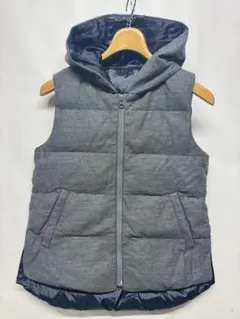 Theory セオリー フード付きダウンベスト リバーシブル グレーブラック S