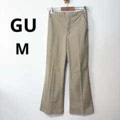 美品 GU M ライトグリーン チェックフレアパンツ スラックス