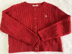 Roi Tien レッド ケーブルニットカーディガン　韓国風