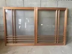 古い建具 ２枚 なると柄スリガラス レトロガラス 引き戸 木製窓 古民家DIY 通販 ガラス戸 古民家 昭和レトロ 引き戸2枚セット 柄いり すりガラス