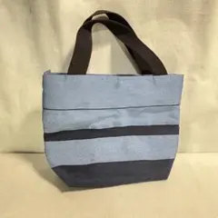 青と黒のストライプ トートバッグ