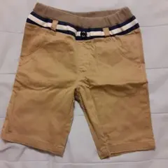 ベージュ ショートパンツ ストライプウエストバンド