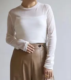 Whim Gazette シアーチュールプルオーバー　白 長袖 F 美品】Whim Gazette シアーチュールプルオーバー F 白 - メルカリ