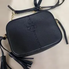 極美品】トリーバーチ ショルダーバッグ レザー 肩掛け 黒 デカロゴ