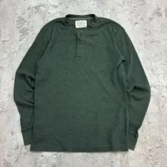 St. John's Bay　ヘンリーネック　サーマルロンT　M　グリーン　古着