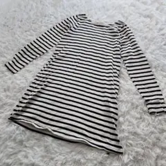 アース ミュージックアンドエコロジー ボーダー 膝丈 ワンピース チュニック