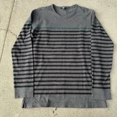 UNIQLO グレー ボーダー 七分袖カットソー