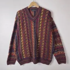 s*o様 ヴィンテージ　レトロ　3D ニット　セーター　メンズ　古着