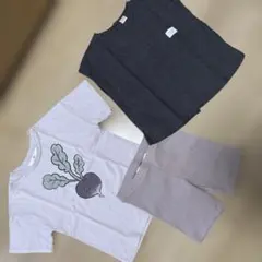 110サイズ　パープル　セットアップ　＆リネンシャツ　ブラックのサムネイル