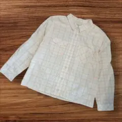 AIGLE ホワイト・ピンク チェック 長袖シャツ　S