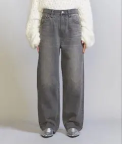 BEAUTY&YOUTH ブラックデニム ストレートパンツ -ウォッシャブル