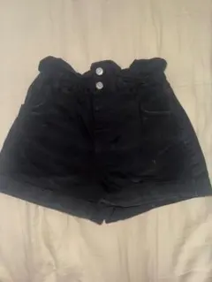 ハイウエスト デニムショートパンツ ブラック