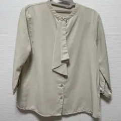 Honeys　ハニーズ　七分袖ブラウス　イエロー　ボウタイ風