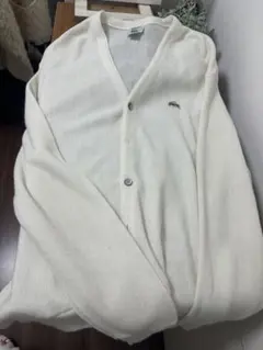 Lacoste ホワイト Vネック カーディガン　XL