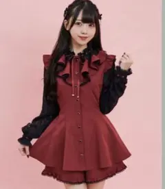 ボックスプリーツワンピース　ボルドー　ノスプロジェクト ボックスプリーツワンピース ボルドー ノスプロジェクト - メルカリ