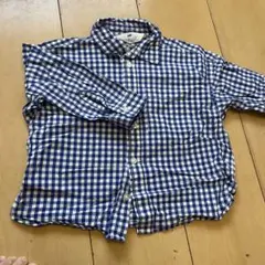 H&M 青と白のチェック柄 長袖シャツ