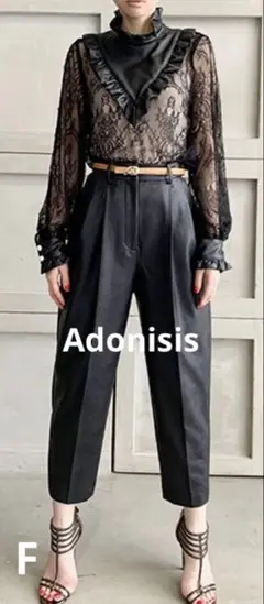 専用✨極美品✨adonisis　アドニシス　フリル　シアー　Tシャツ　トップス Adonisis アドニシス フリル ブラックTシャツ フリーサイズ
