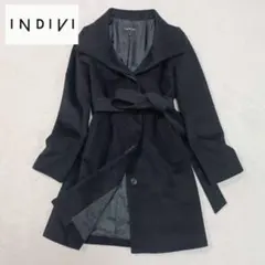 【美品】INDIVI インディヴィ カシミヤ混 スタンドカラーコート 黒
