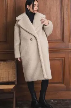 ELFRANK エルフランク ボアロングコート テディコート アイボリー 美品