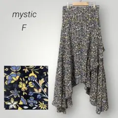 ミスティック mystic 花柄ティアードアシメスカート【F】ネイビー ロング