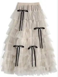 GRL グレイル　 チュールティアードリボンボリュームスカート