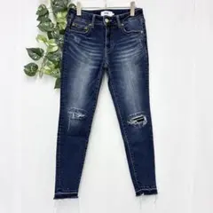 美品✨ アズール ダメージ スキニー デニム ネイビー ストレッチ 人気 ギャル