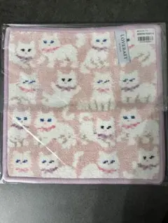 FEILER モフモフネコちゃん　ハンカチ ピンク