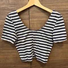 GYDA ボーダー柄 クロップド丈 半袖Tシャツのサムネイル