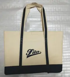 FILA 保冷レジカゴトートバッグ キャンバス地 アイボリー×ネイビーのサムネイル