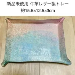 匿名配送 本革 レザー アクセサリートレー アラベスク型押し ピンク ブルー