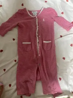 Ralph Lauren ピンク ストライプ　長袖ロンパース 6M